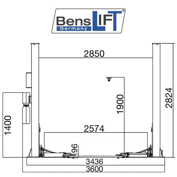 Benslift 2-Säulen Hebebühne 4,2t BL 2.42M